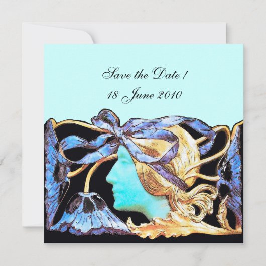 ELEGANTE VROUW SCHOONHEID SIERADEN /DAME, BLAUWE S SAVE THE DATE (Voorkant)