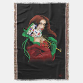 Elegante Vrouw Venetiaans Masker Rood Groen Deken (Voorkant Verticaal)