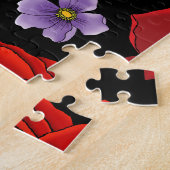 Elegante vrouw Venetiaans masker rood groen Legpuzzel (Zijkant)