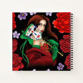 Elegante Vrouw Venetiaans Masker Rood Groen Notitieboek (Achterkant)