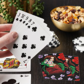 Elegante Vrouw Venetiaans Masker Rood Groen Pokerkaarten (Insitu)