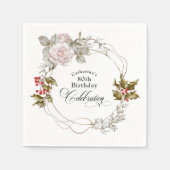 Elegante Vrouwelijke Bloemen December 80ste Verjaa Servet (Voorkant)