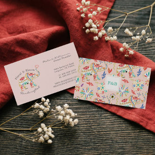 Elegante vrouwelijke bloemen decoratieve  olifant visitekaartje