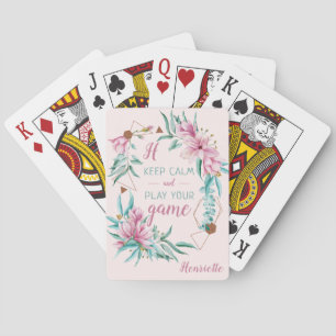 Elegante vrouwelijke bloemrijke typografie quote g pokerkaarten