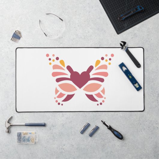 Elegante Vrouwelijke Boho Pastel Vlinder Bureaumat (Werkstation)