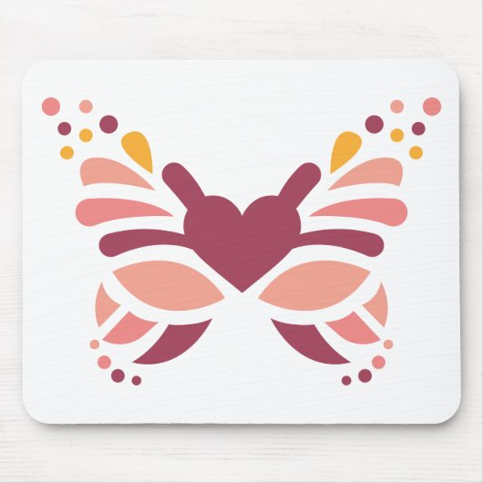 Elegante Vrouwelijke Boho Pastel Vlinder Muismat (Voorkant)