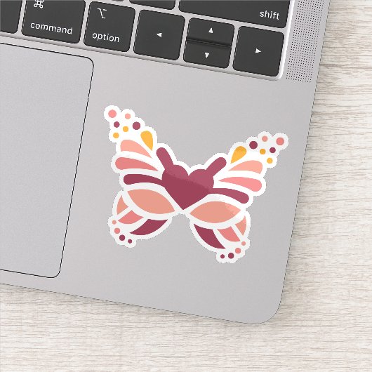 Elegante Vrouwelijke Boho Pastel Vlinder Sticker (Detail)