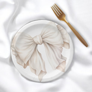 Elegante vrouwelijke ivoor witte boog papieren bordje