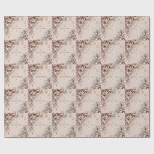 Elegante Vrouwelijke Kerstmis, Stof Roze Stijl Cadeaupapier