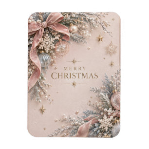 Elegante Vrouwelijke Kerstmis, Stof Roze Stijl Magneet