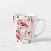 Elegante vrouwelijke Monogram Wildflower Pink Popp Latte Mok (Rechts)