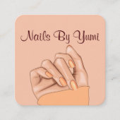 Elegante vrouwelijke nageltechnicus schoonheidssal vierkante visitekaartje (Voorkant)