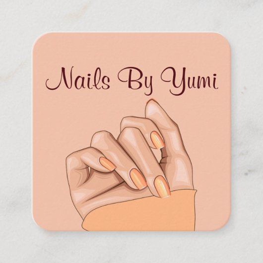 Elegante vrouwelijke nageltechnicus schoonheidssal vierkante visitekaartje (Voorkant)