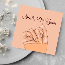 Elegante vrouwelijke nageltechnicus schoonheidssal vierkante visitekaartje