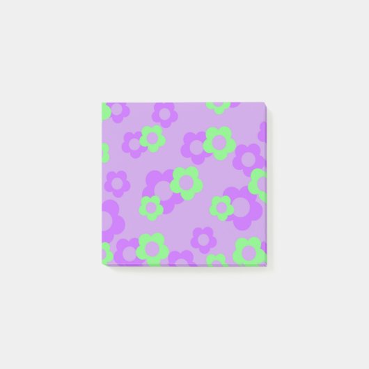 Elegante vrouwelijke Paarse Neon Green Flower Spri Post-it® Notes (Voorkant)