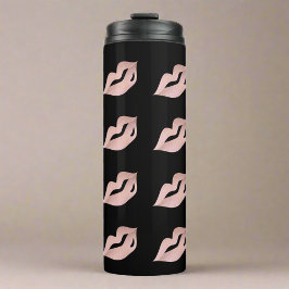 Elegante vrouwelijke Roos gouden lippen & zwart Thermosbeker