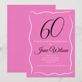 Elegante Vrouwelijke Roze 60 en Prachtige Verjaard Kaart (Voorkant / Achterkant)