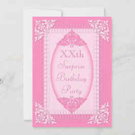 Elegante, vrouwelijke roze verrassingsverjaardag kaart