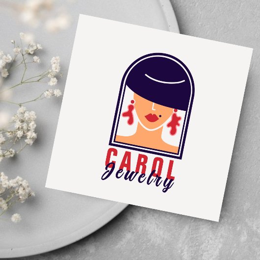 Elegante vrouwelijke sieraden designer handgemaakt vierkante visitekaartje