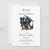 Elegante vrouwelijke Stiletto en Pet Afstuderen Kaart (Voorkant)