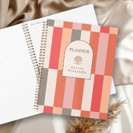 Elegante vrouwelijke strepenpatroon gepersonalisee planner