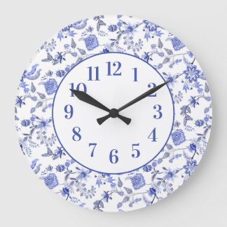 Elegante Vrouwelijke Vintage Stofblauwe Bloem Grote Klok