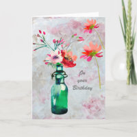 Elegante Vrouwelijke Waterverf Bloemen Verjaardag