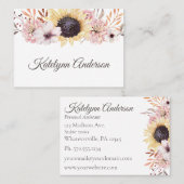 Elegante vrouwelijke zonnebloem visitekaartje (Voorkant / Achterkant)