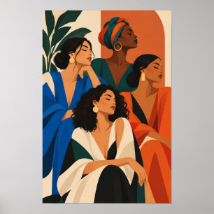 Elegante Vrouwen Collectieve Kleurrijke Moderne Wa Poster