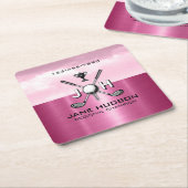 Elegante Vrouwen Custom Golf Monogram Ontwerp Kartonnen Onderzetters (Schuin)