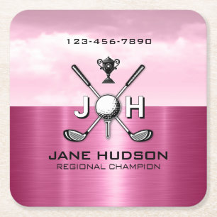 Elegante Vrouwen Custom Golf Monogram Ontwerp Kartonnen Onderzetters
