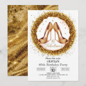 Elegante Vrouwen Digitaal Goud 40e Verjaardag Kaart (Voorkant / Achterkant)