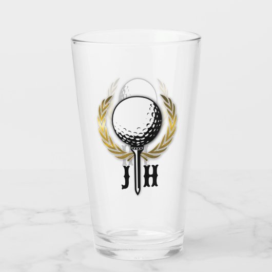 Elegante Vrouwen Golf Monogram Design Glas (Achterkant)