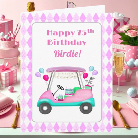 Elegante Vrouwen Golf Party Winkelwagen 75ste Verj Kaart