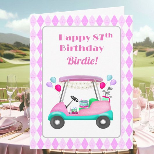Elegante Vrouwen Golf Party Winkelwagen 87e Verjaa Kaart