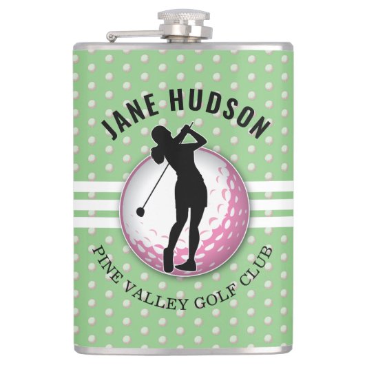 Elegante Vrouwen Golfer Design Flask Heupfles (Voorkant)