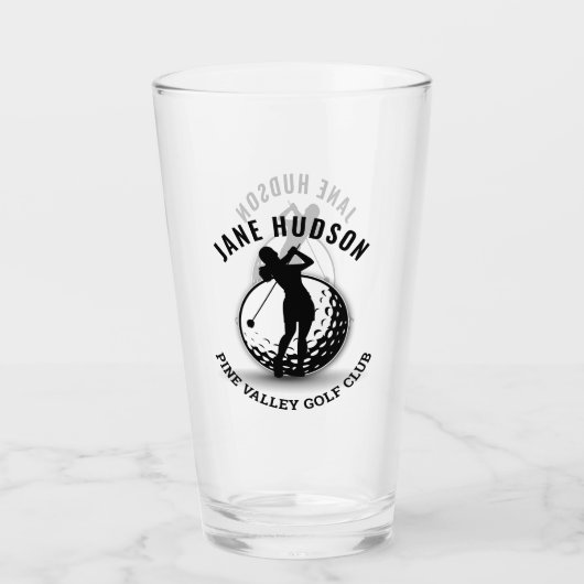 Elegante Vrouwen Golfer Monogram Ontwerp Glas (Voorkant)