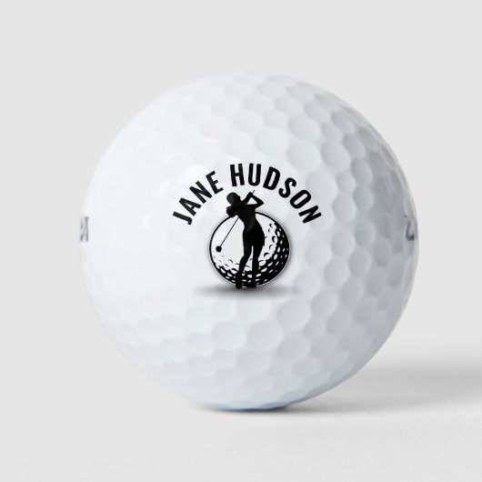 Elegante Vrouwen Golfer Monogram Ontwerp Golfballen (Voorkant)