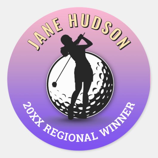 Elegante Vrouwen Golfer Monogram Ontwerp Ronde Sticker (Voorkant)