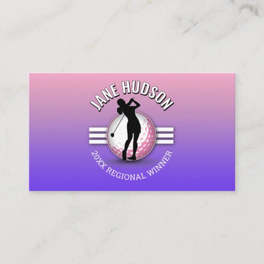 Elegante Vrouwen Golfer Monogram Ontwerp Visitekaartje (Voorkant)