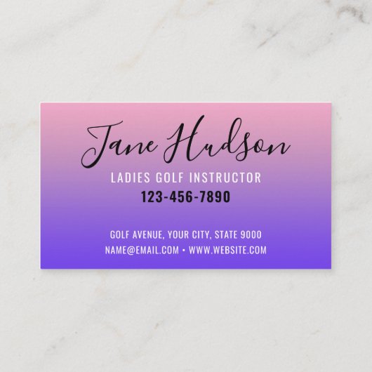 Elegante Vrouwen Golfer Monogram Ontwerp Visitekaartje (Achterkant)