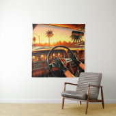 Elegante vrouwen in klassieke auto's wandkleed (In situ)