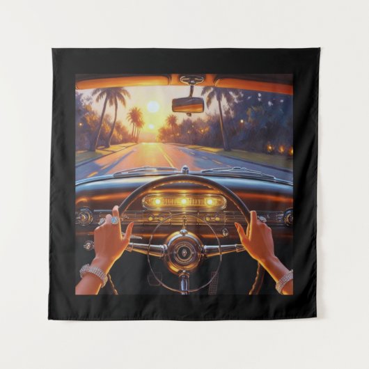 Elegante vrouwen in klassieke auto's wandkleed (Voorkant)