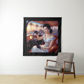 Elegante vrouwen in klassieke auto's wandkleed (In situ)