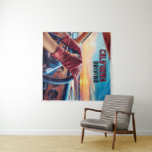 Elegante vrouwen in klassieke auto's wandkleed (In Situ (horizontaal))