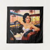 Elegante vrouwen in klassieke auto's wandkleed (Voorkant)