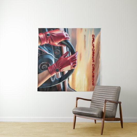 Elegante vrouwen in klassieke auto's wandkleed (In Situ (horizontaal))