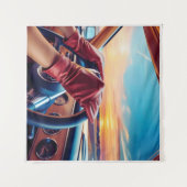 Elegante vrouwen in klassieke auto's wandkleed (Voorkant (horizontaal))