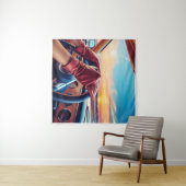 Elegante vrouwen in klassieke auto's wandkleed (In Situ (horizontaal))