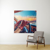 Elegante vrouwen in klassieke auto's wandkleed (In situ)